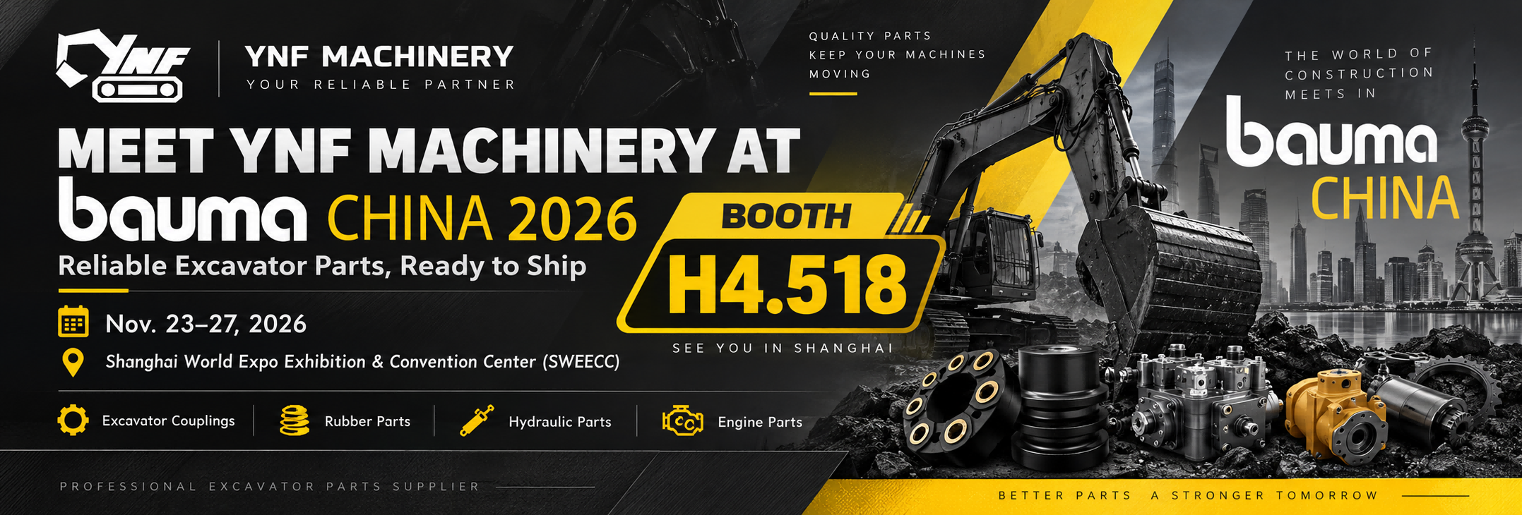 Últimos blogs da empresa sobre Meet YNF Machinery at bauma CHINA 2026 – Visit Us at Booth H4.518