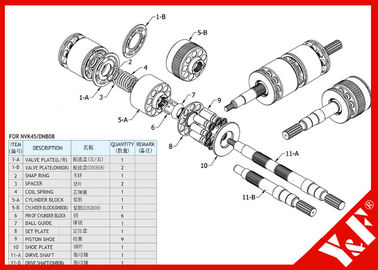 comprar A máquina escavadora NVK45 de Kawasaki/bomba hidráulica de DNB parte a alta pressão e a longa vida online manufacture